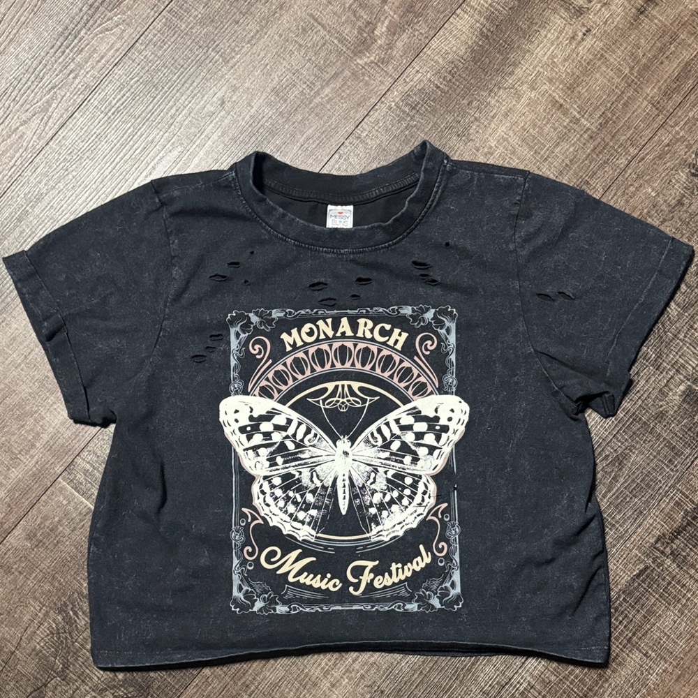 Monarch Distressed Women's Black Music Festival Tee
